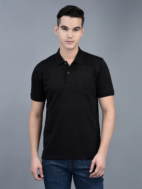 Canoe Men Short Sleeve Polo Neck Solid Pattern T-Shirt # TSH-ELLAN