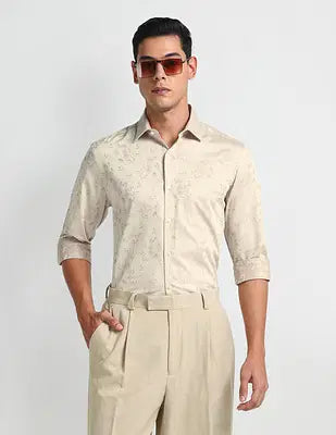 #Arrow Floral Jacquard Cotton Shirt