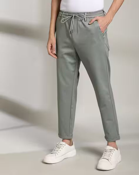 JOHN PLAYERS Men Printed Cropped Fit Flat-Front Trousers 443036712009