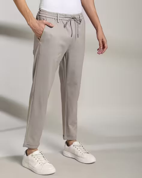 JOHN PLAYERS Men Printed Cropped Fit Flat-Front Trousers 443036712002