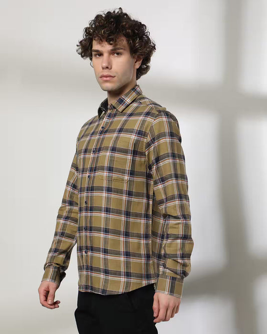JOHN PLAYERS Men Checked Slim Fit Shirt with Patch Pocket 443036609001