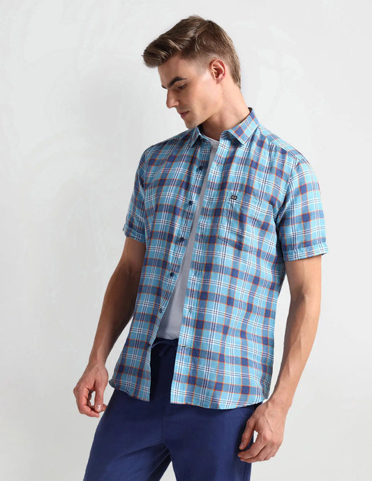 #Arrow Sports Short Sleeve Tartan Check Shirt