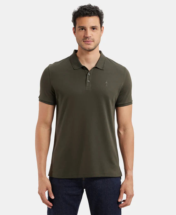 #3912 Super Combed Cotton Rich Solid Half Sleeve Polo T-Shirt