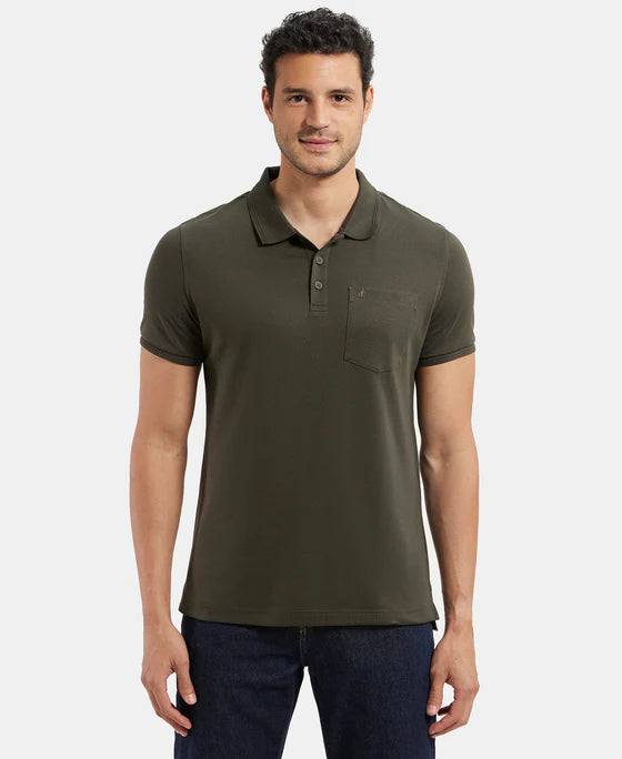 #3913 Super Combed Cotton Rich Solid Half Sleeve Polo T-Shirt with Chest Pocket