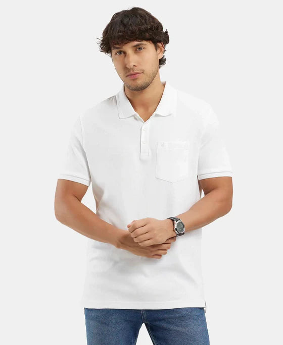 #3913 Super Combed Cotton Rich Solid Half Sleeve Polo T-Shirt with Chest Pocket