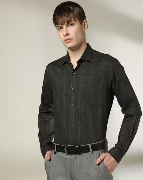 JOHN PLAYERS Men Checked Slim Fit Shirt 443036775003