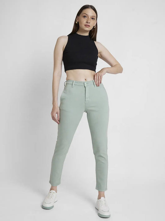 Spykar Women Fern Green Cotton Mom Fit Ankle Length Clean Look Jeans  #WDNYNR2BC318