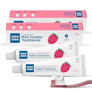 Mee Mee Fluoride-Free, Fortified with triple calcium phosphate Strawberry Flavor Oral care Toothpaste,