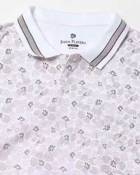 JOHN PLAYERS Men Floral Print Slim Fit Polo T-Shirt 443053524013