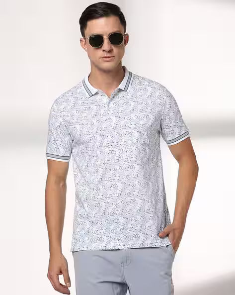JOHN PLAYERS Men Printed Slim Fit Polo T-Shirt 443054428011