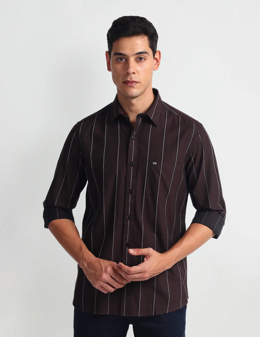 #Arrow Sports Vertical Stripe Twill Shirt