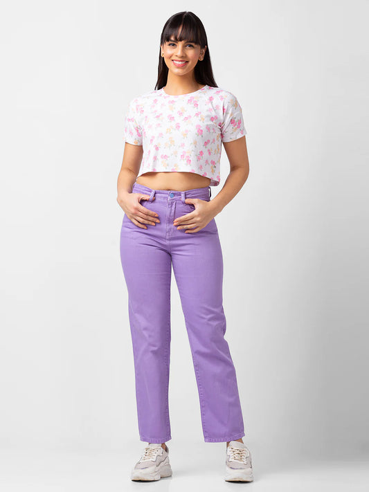 Spykar Women Pastel Lilac Lycra Straight Fit Regular Length Jeans #WDYNR1BC020