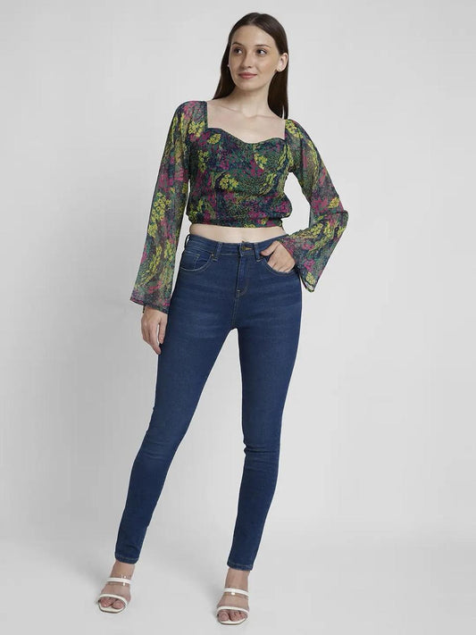 Spykar Women Mid Blue Lycra Skinny Fit Regular Length Low Distressed Jeans #WDNADO2BC179