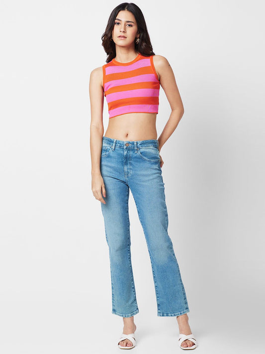 Spykar Women Straight Fit Heavy Fade Stretchable Jeans #WDEMM1BD260