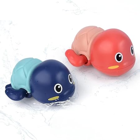 Storio Cute Swimming Baby Water Turtle Bath Toys for Toddlers | Set of 2 | Turtle Toy | 1-3, Floating Wind Up Toys for 1 2 3 4 5 Year Old Boy Girl, New Born Baby Bathtub Water