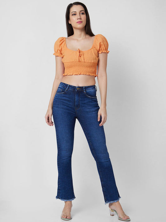 Spykar Mid Rise Bootcut Fit Blue Jeans For Women #WDYNR1BD179