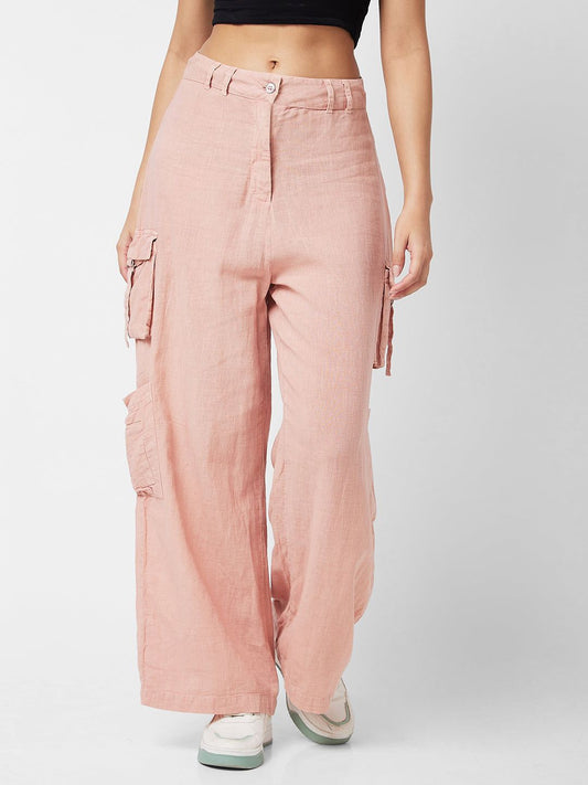 Spykar High Marine Teal  PINK CLAY Trousers For Women #WTRCG1BD020
