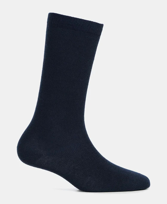 #7902 Kid's Compact Cotton Stretch Solid Knee Length Socks With StayFresh Treatment