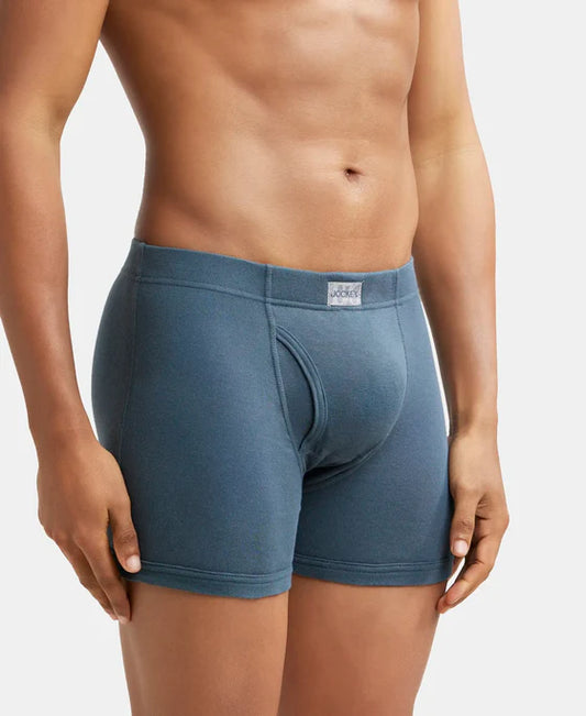 #8008 Super Combed Cotton Rib Solid Boxer Brief with Ultrasoft and Durable Waistband - Black/Seaport Teal/Deep Slate (Pack of 3)
