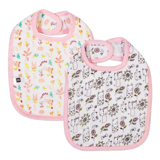 Mee Mee Baby Cotton Apron, Feeding Bibs Washable, Bibs Set for 0-12 Month (Pack of 2)