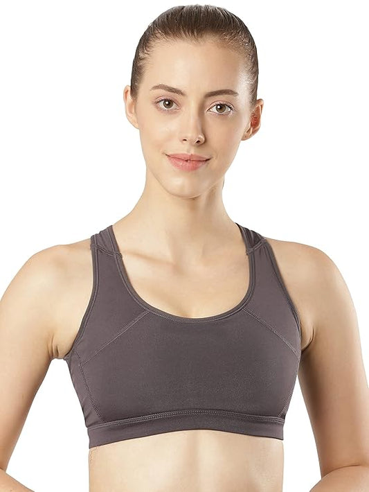 #MI03 Wirefree Padded Polyester Elastane Stretch Printed Full Coverage Racer Back Styling Sports Bra