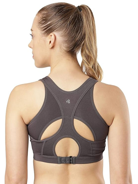 #MI03 Wirefree Padded Polyester Elastane Stretch Printed Full Coverage Racer Back Styling Sports Bra