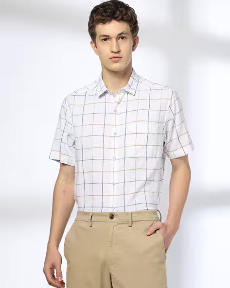 JOHN PLAYERS Men Checked Slim Fit Shirt 443053957002