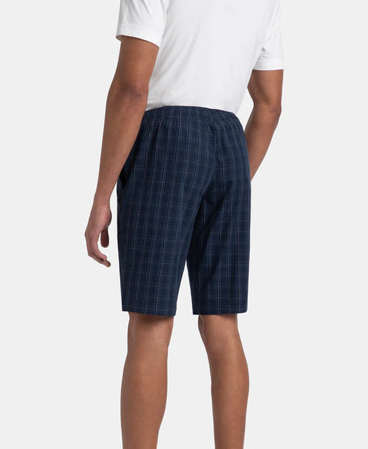 #9005 Super Combed Mercerized Cotton Woven Fabric Regular Fit Printed Bermuda with Side Pockets - Navy1