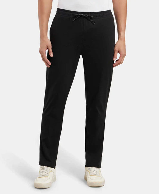 #9500 Super Combed Cotton Rich Regular Fit Trackpant with Side Pockets - Graphite & Black