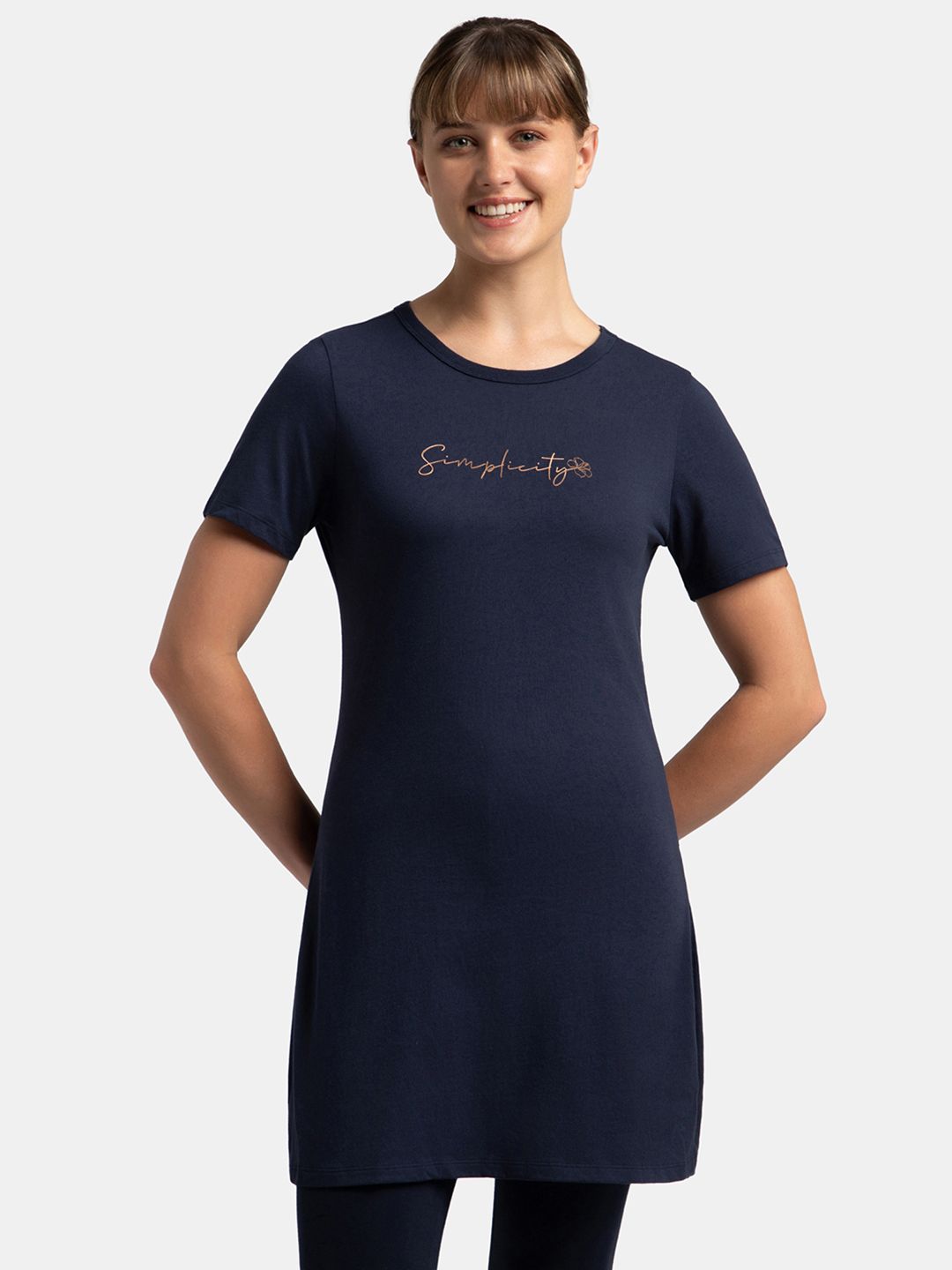 #A142 Super Combed Cotton Printed Fabric Relaxed Fit Long length T-Shirt With Side Slit