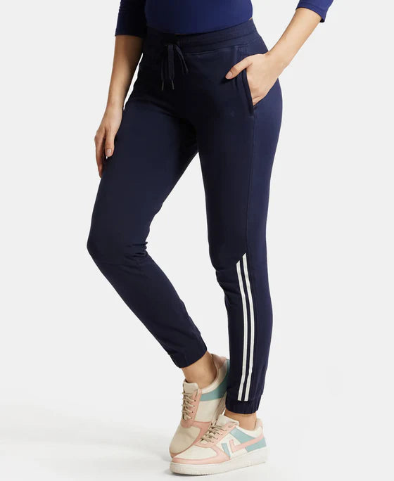 #A108 Super Combed Cotton Elastane Stretch Slim Fit Joggers with Side Pockets