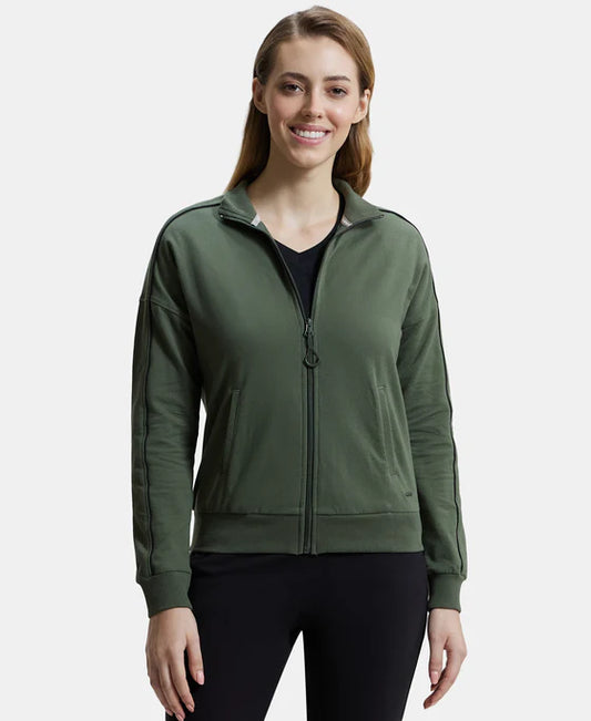 #A111  Super Combed Cotton French Terry Drop Shoulder Styled Jacket with Ribbed Cuff and Hem