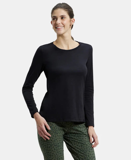 #A140Super Combed Cotton Rich Relaxed Fit Solid Round Neck Full Sleeve T-Shir