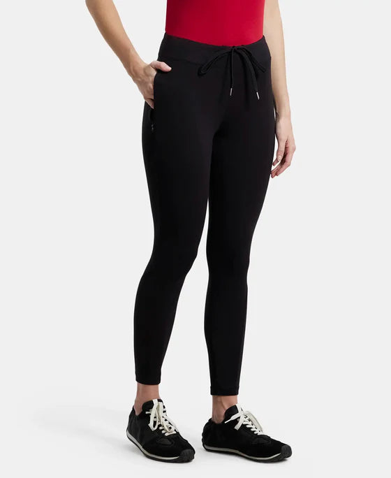 #AA01 Super Combed Cotton Elastane Stretch Yoga Pants with Side Zipper Pocket