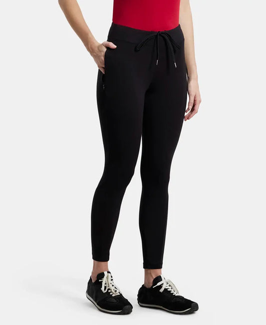 #AA01 Super Combed Cotton Elastane Stretch Yoga Pants with Side Zipper Pocket