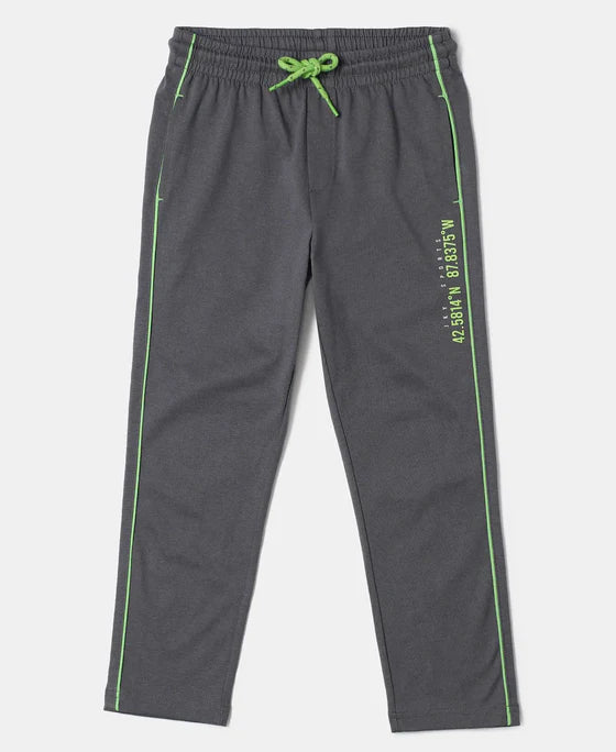 #AB13Boy's Super Combed Cotton Rich Graphic Printed Trackpants with Contrast Side Piping