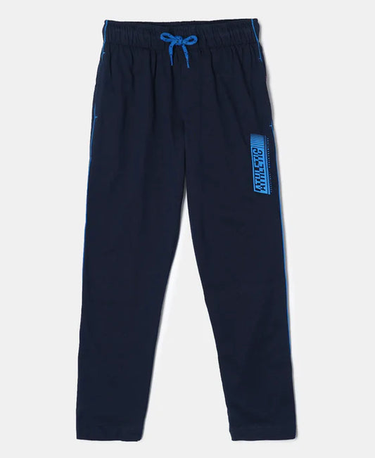 #AB13Boy's Super Combed Cotton Rich Graphic Printed Trackpants with Contrast Side Piping