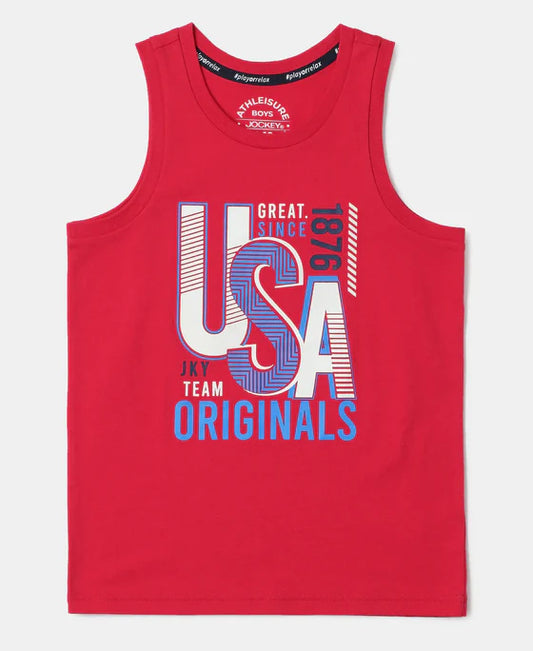 #AB14 Boy's Super Combed Cotton Graphic Printed Tank Top -