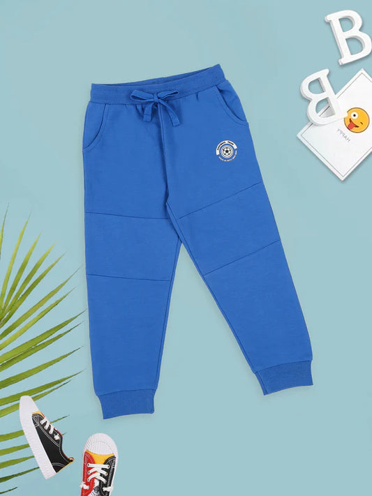 MeeMee Stylish Blue Terry Jogger Sweat Pants Featuring Side Logo Design