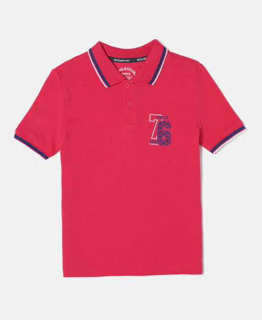#AB24 Boy's Super Combed Cotton Rich Graphic Printed Half Sleeve Polo T-Shirt