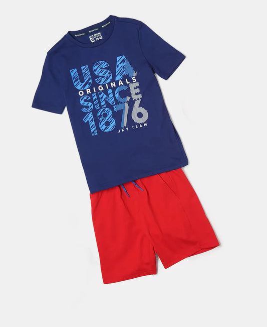 #AB52 Boy's Super Combed Cotton Printed T-Shirt & Shorts Set