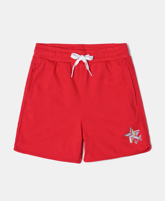 #AG07 Girl's Super Combed Cotton Rich Graphic Printed Shorts with Curved Hem