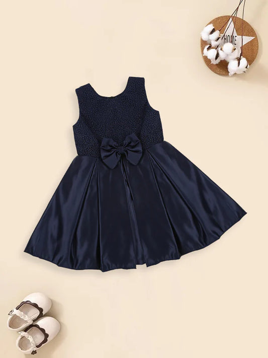 Mee Mee Navy Partywear Frock with Bow Detail – Elegant and Stylish Dress for Girls
