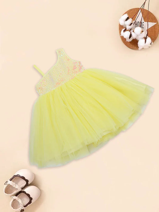 MEEMEE's Charming Yellow Tulle Dress for Baby Girls - Ideal for Celebrations