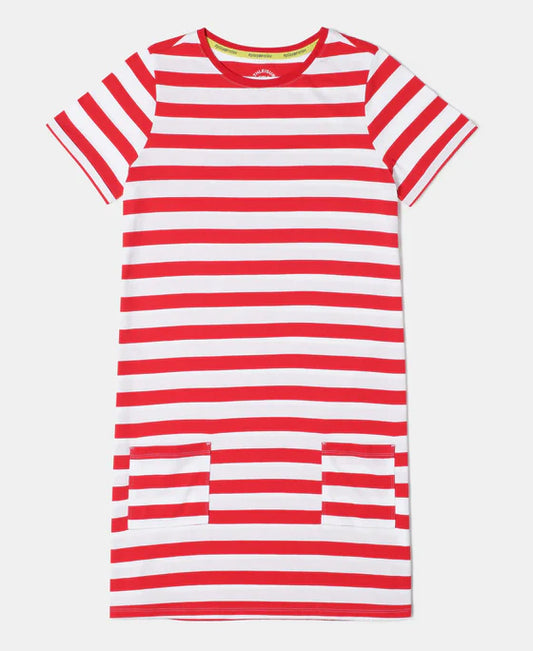 #AG72 Girl's Super Combed Cotton Striped Dress