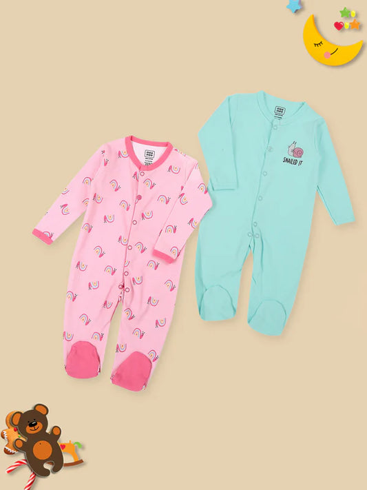 Mee Mee Pink Cotton Romper Value Pack – Soft, Cozy & Adorable Printed Baby Wear (Set of 2)