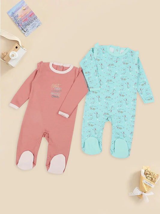 Mee Mee Cotton Romper Value Pack – Adorable Full Sleeve Baby Jumpsuits in Rose & Blue