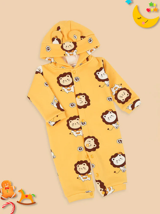 MeeMee Infants Printed Hooded Cotton Rompers