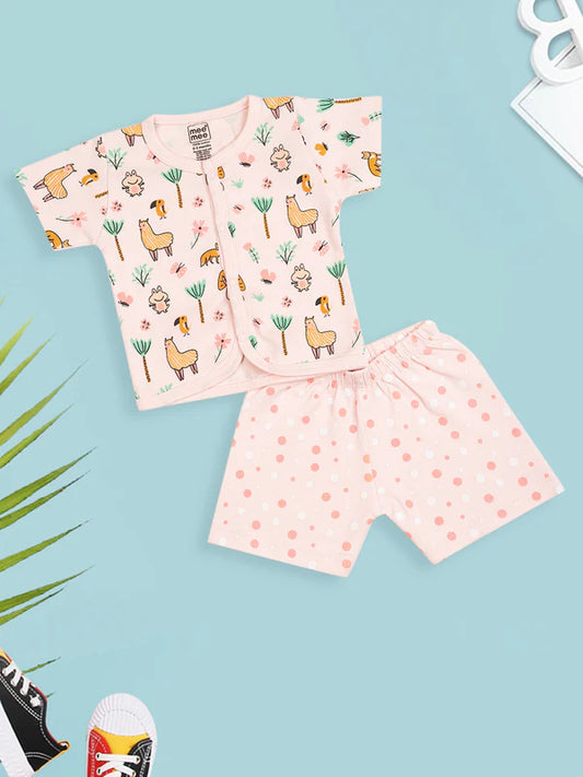 MeeMee Light Pink Baby Cotton Short Set - Adorable, Soft, and Comfortable Outfit