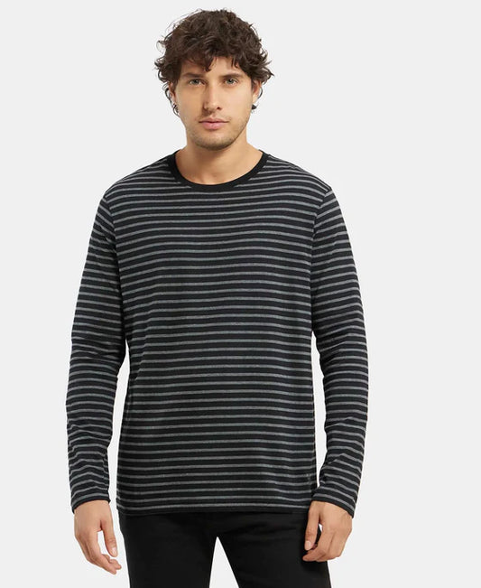 #AM01 Super Combed Cotton Rich Striped Round Neck Full Sleeve T-Shirt
